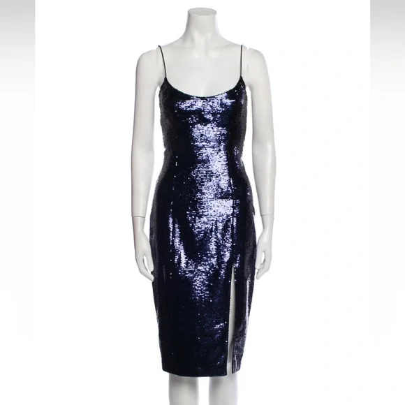 NWT Misha Avery Pencil Blue Sequin Dress - Picture 3 of 6